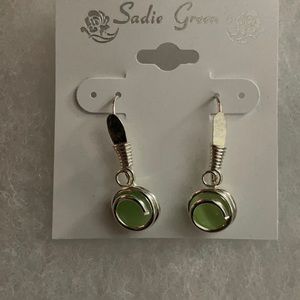 Green dangle earrings